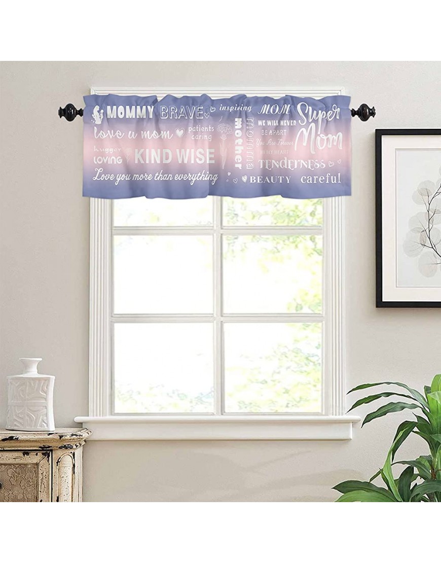 Valance Curtains Carnation Mother Baby Windows Treatment Decor Super Mom Purple Pink Gradient Valances Rod Pocket Short Curtain for Kitchen Dining Room 54x18 Inches - BY0ZHYLN7
