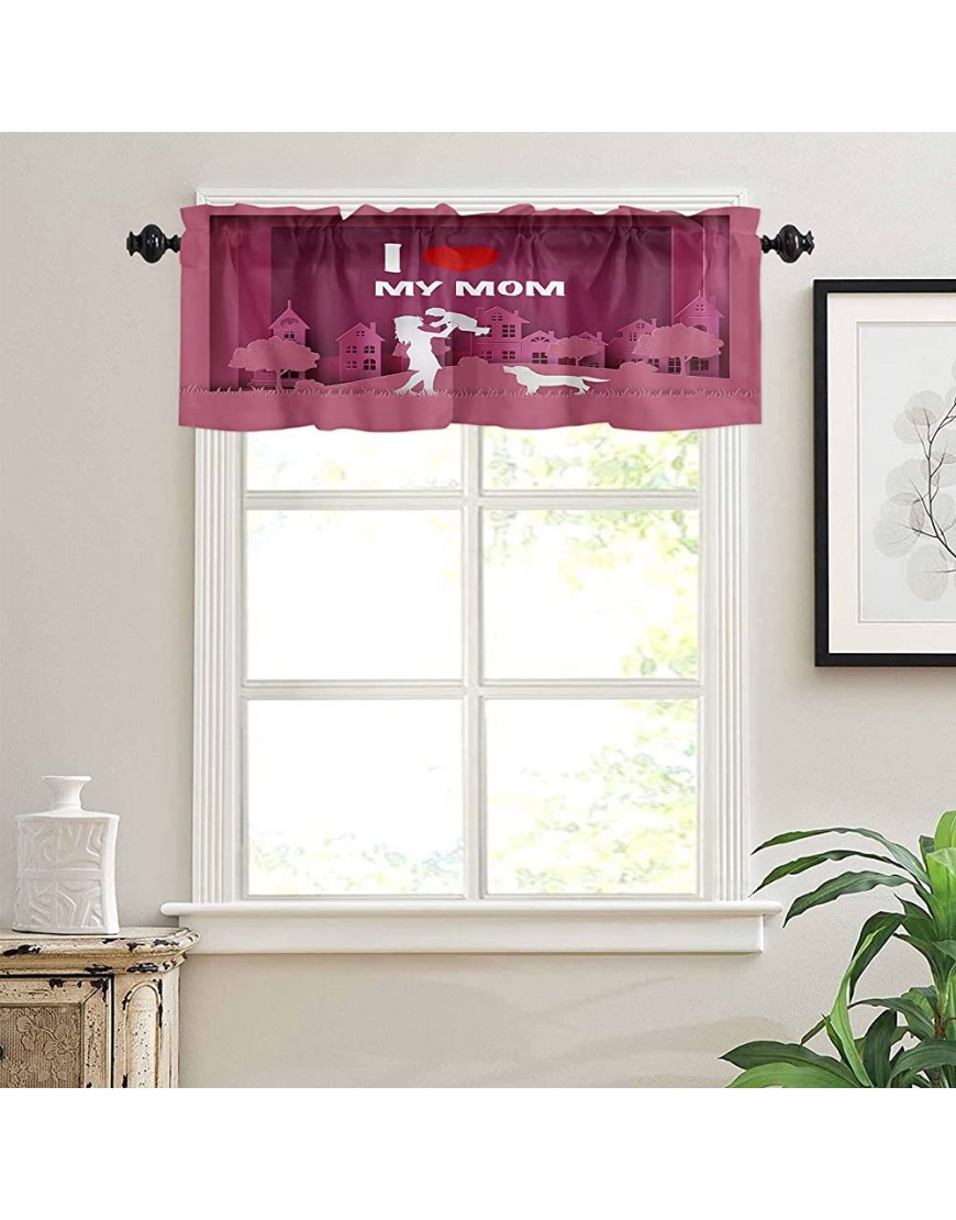 Valance Curtains I Love My Mom Windows Treatment Decor Mother and Baby Valances Rod Pocket Short Curtain for Kitchen Dining Room 54x18 Inches - B6ITPM239