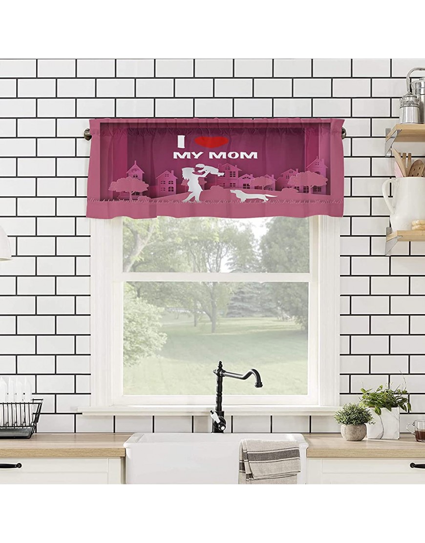 Valance Curtains I Love My Mom Windows Treatment Decor Mother and Baby Valances Rod Pocket Short Curtain for Kitchen Dining Room 54x18 Inches - B6ITPM239