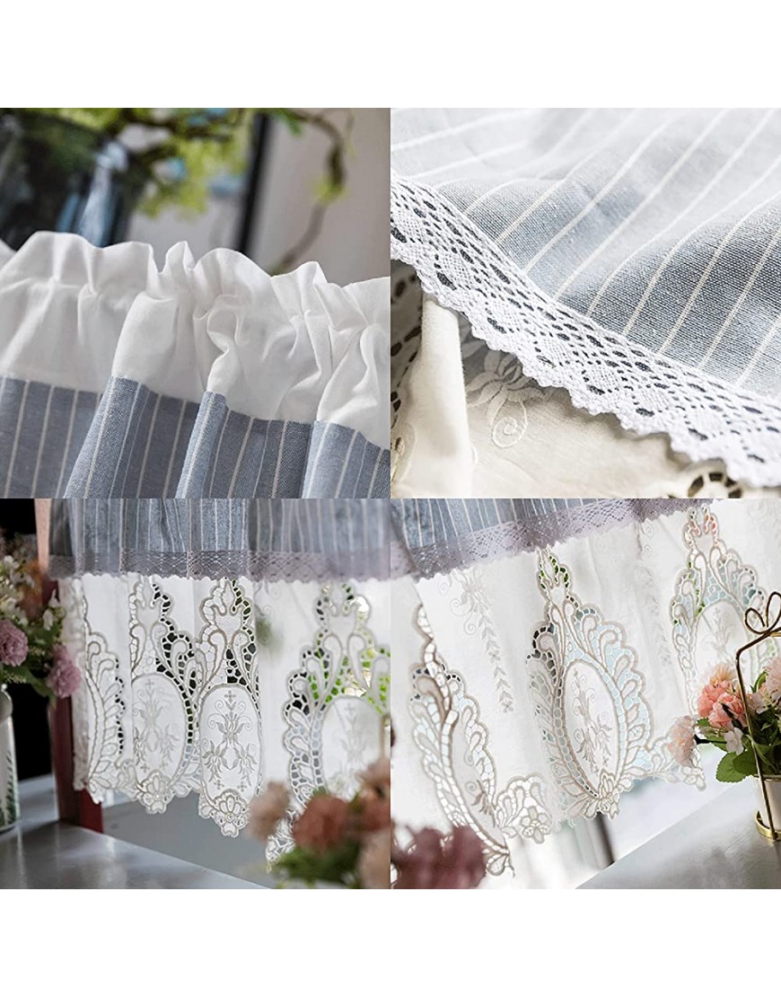 Warooma Stripes Curtains Disc Curtain Curtain Bistro Curtain Country Style Kitchen Curtain Embroidery Craft for Taverns Kitchens Vents - BACUISZLE