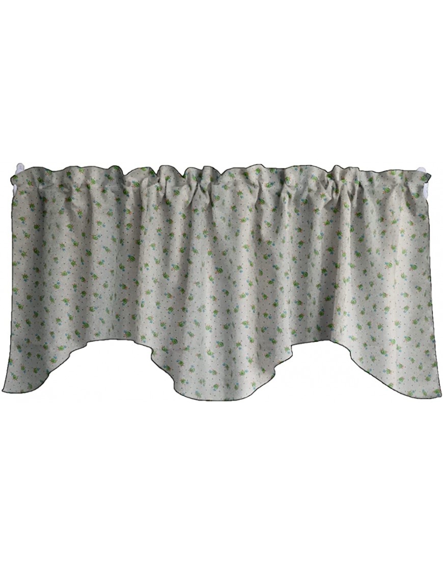 Zen Creative Designs Tiny Flowers and Dots Print Scalloped Wave Cotton Window Valance Home Décor Bedroom Nursery Kitchen Window Green - BRV2TS9XH