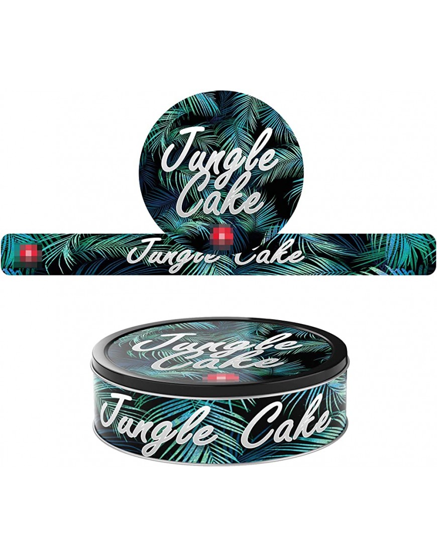 100ml Self Seal Tin Can Stickers Lid and Side Label Stickers- 3.5g Cali Press Tin Stickers ONLY Jungle Cake x100 - BN6FTBAKA