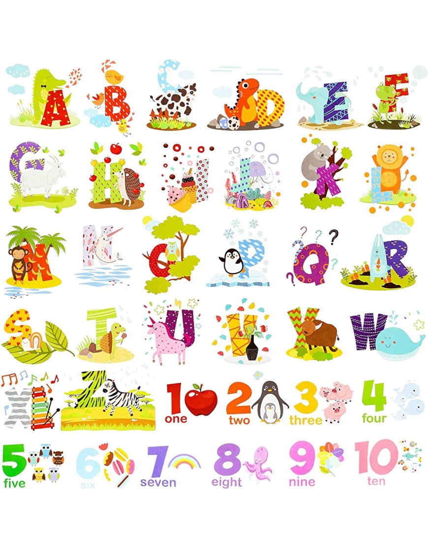 9 Pieces Alphabet Window Cling for Kids ABC Preschool Numbers Educational Peel and Classroom Stickers Removable for Kids Playroom Bedroom Nursery Living Room Decorations - B9L3TAQ4M