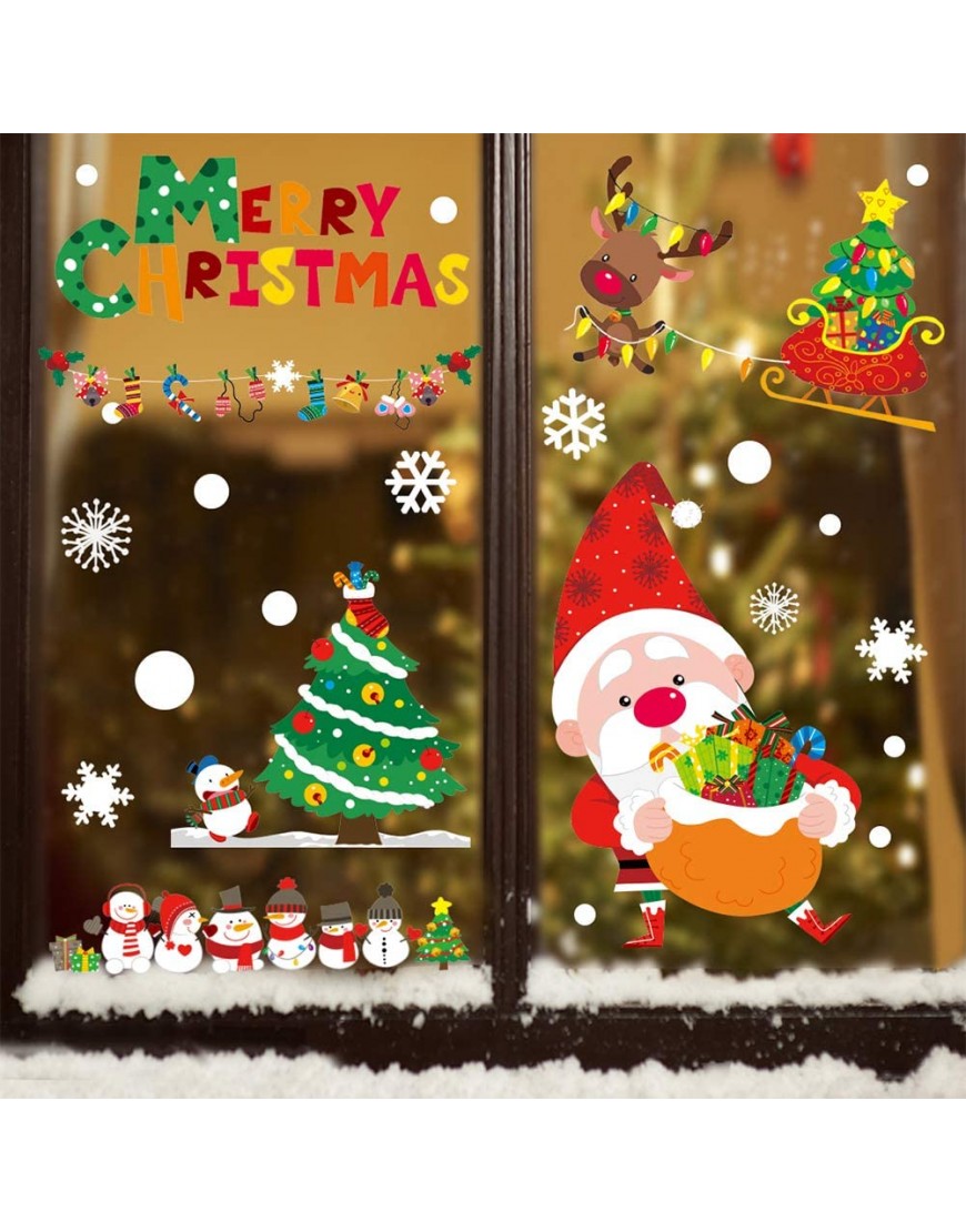 CCINEE 120PCS Christmas Window Clings Sticker Snowflakes Santa Claus Reindeer Xmas Window Decals for Party Decoration Holiday Supplies - BA22D1JR9