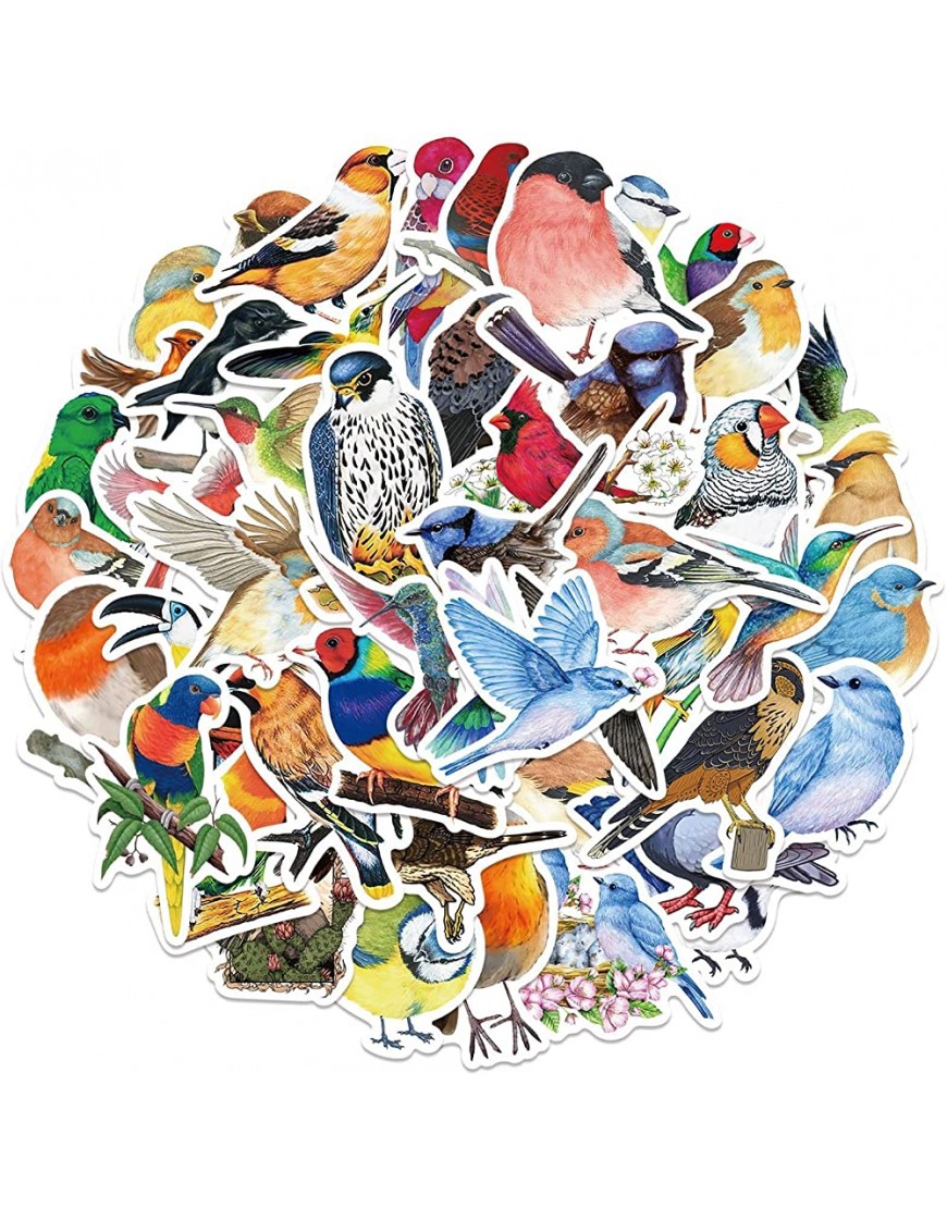 Colorful Watercolor Style Bird Graffitis Stickers Decorate Luggage Notebook DIY Waterproof Stickers Big Book of Stickers Multicolor One Size - B42VFC42J