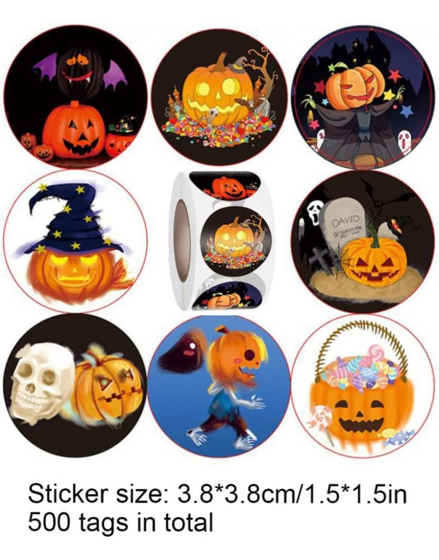 Halloween Day Decorations Hot Black Pink Gold Halloween Pumpkin Stickers Self-Adhesive Bats Ghosts Candy Roll Decorative Sticker 500PCS Home Decoration Ornaments Great Home Decor - BUH4IF0OI
