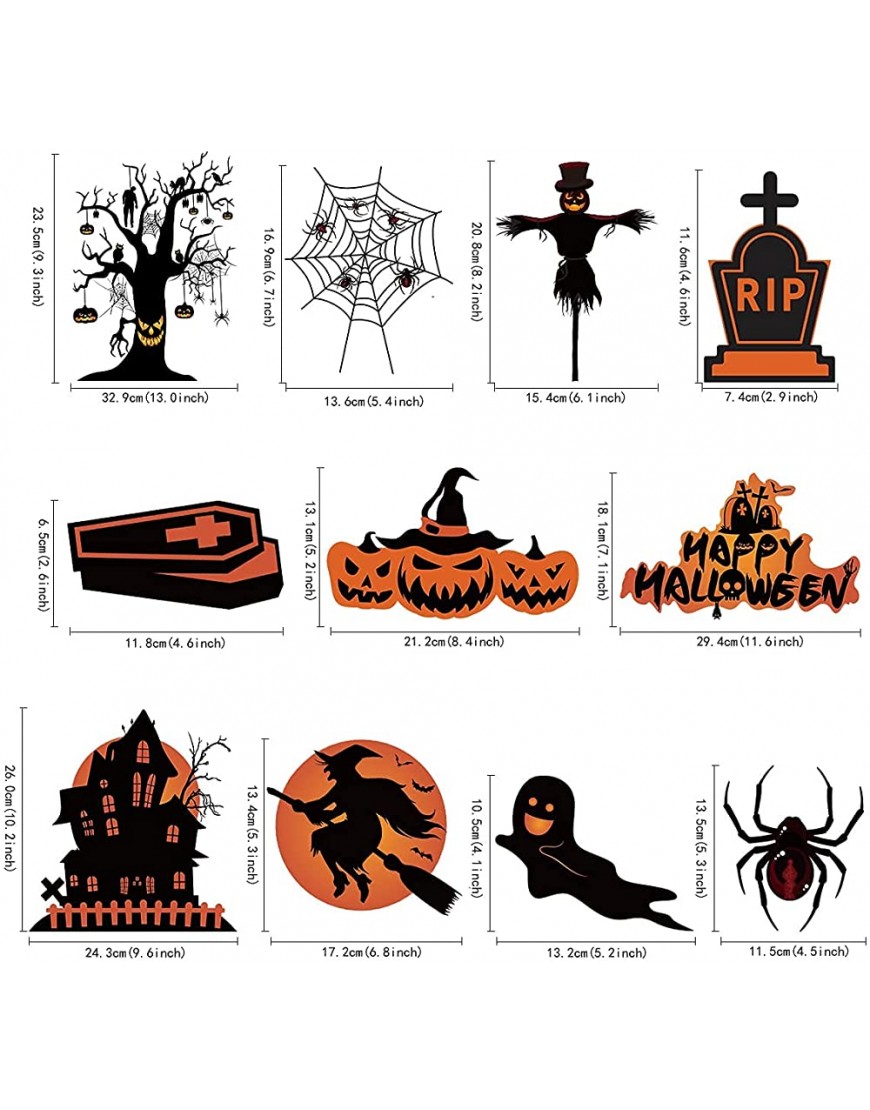 Halloween Window Clings Trazzo Decorations Stickers,Halloween Spooky Decals for Halloween Party Decorations,8 Sheets 98 Pcs Black Bats Spiders Webs and Ghost,Easy to Apply and Remove - B15H6MMD6