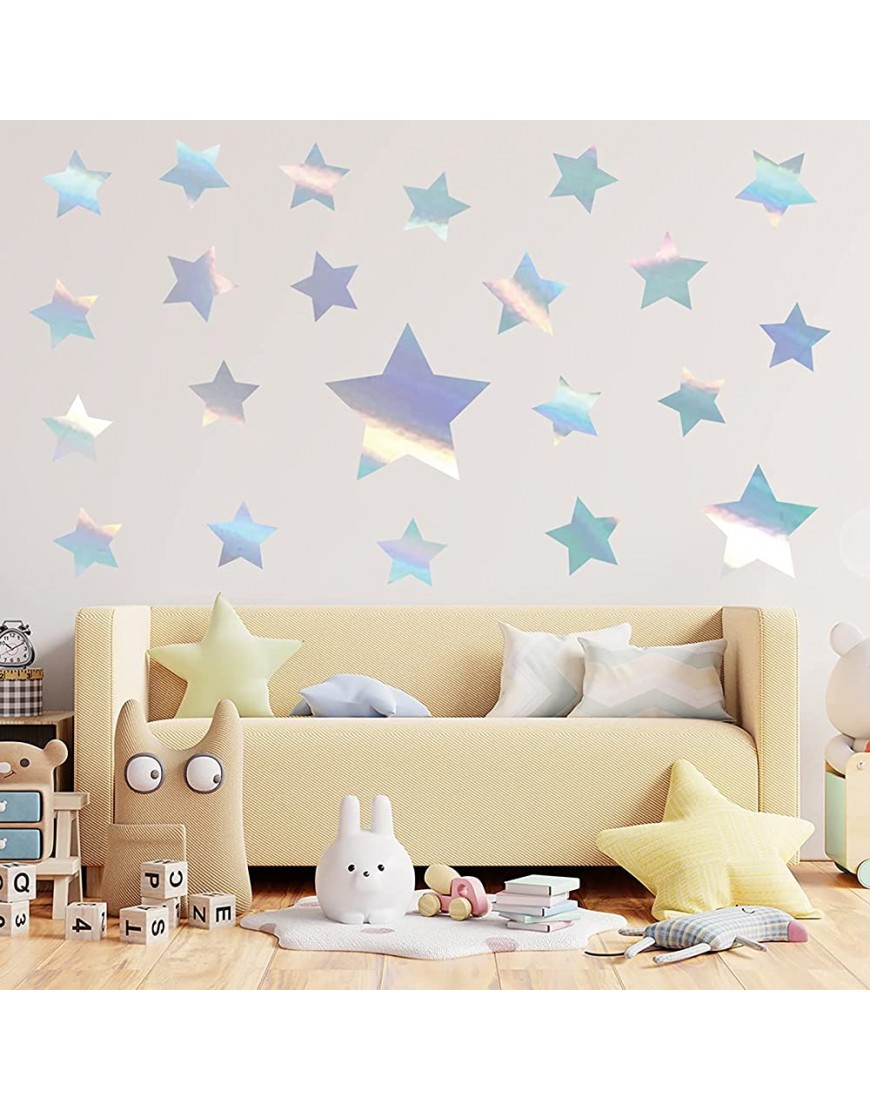 HOMEFAMI Colorful Lasers Star Sticker Home Decoration Sticker Rainbow Color Lasers Wall Sticker Fashion Decorations Heart Stickers Variety Multicolor One Size - BMYD81VUJ