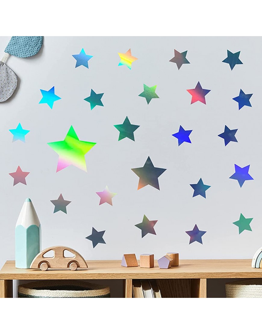 HOMEFAMI Colorful Lasers Star Sticker Home Decoration Sticker Rainbow Color Lasers Wall Sticker Fashion Decorations Heart Stickers Variety Multicolor One Size - BMYD81VUJ