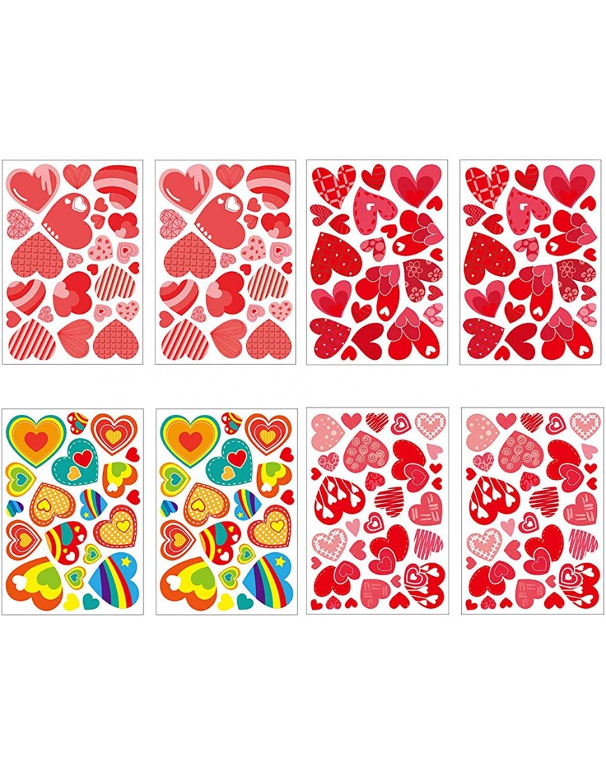 HOMEFAMI Sticker Valentine's 194pcs set Stickers Electrostatic of Window Day Non-Adhesive Home Decor Flower Wall Decor Stickers Red One Size - BG762P2F1