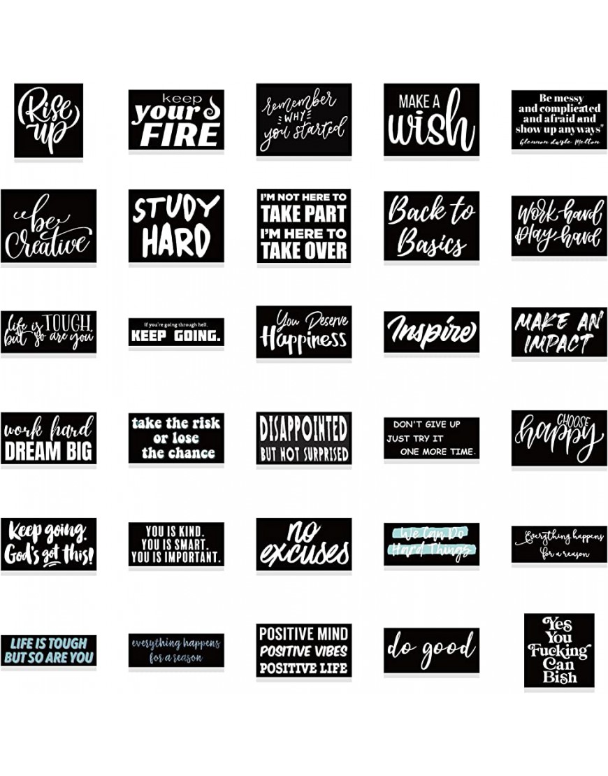 Naladoo Home Decor Ornament Inspirational English Graffitis Stickers On Black Background to Decorate Luggage Notebook DIY Waterproof Stickers Environmental Stickers Multicolor One Size - BAEC6A6TW