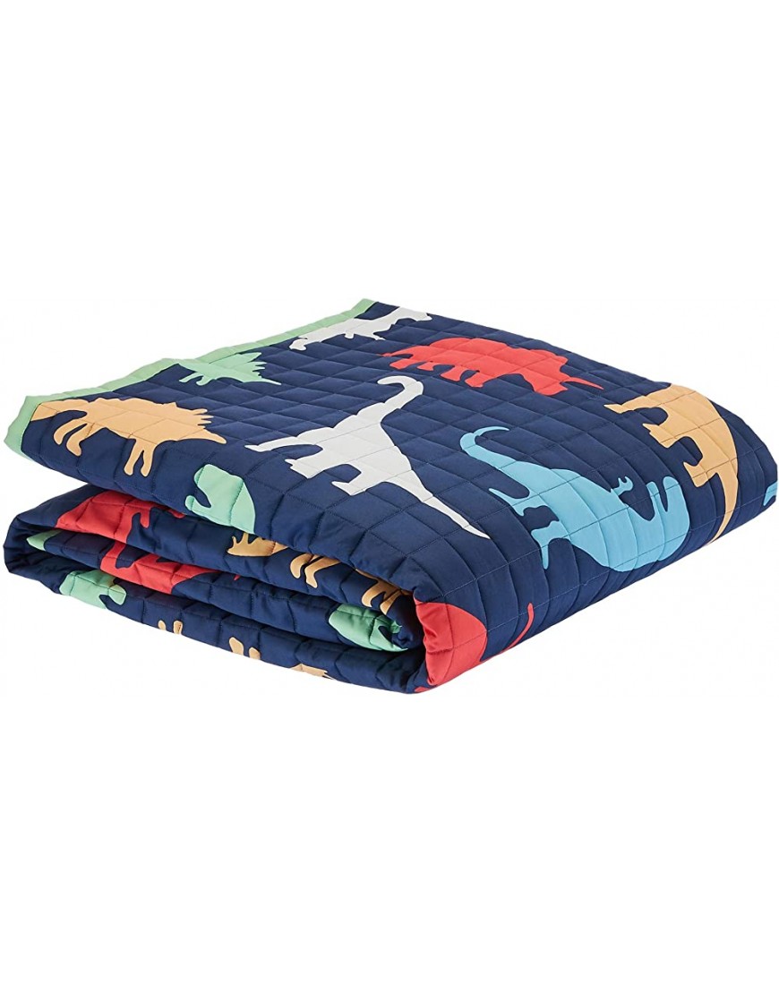 Basics Kids Cotton Reversible Quilt Bedspread Full Queen Green Dinosaur Squad - BRUND0DWW