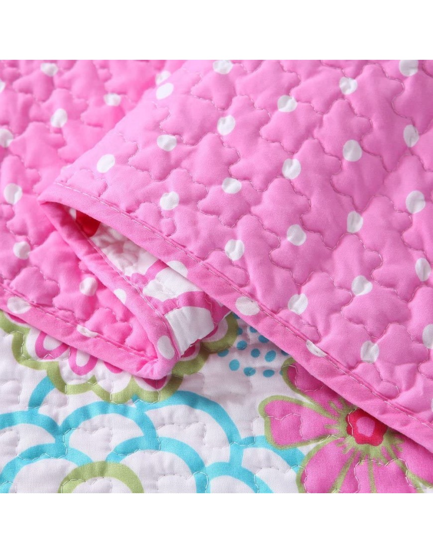 Cozy Line Home Fashions Mariah Pink Polka Dot Colorful Reversible Quilt Bedding Set Coverlet Bedspreads Twin 2 Piece: 1 Quilt + 1 Standard Sham - B0OWWXTPO
