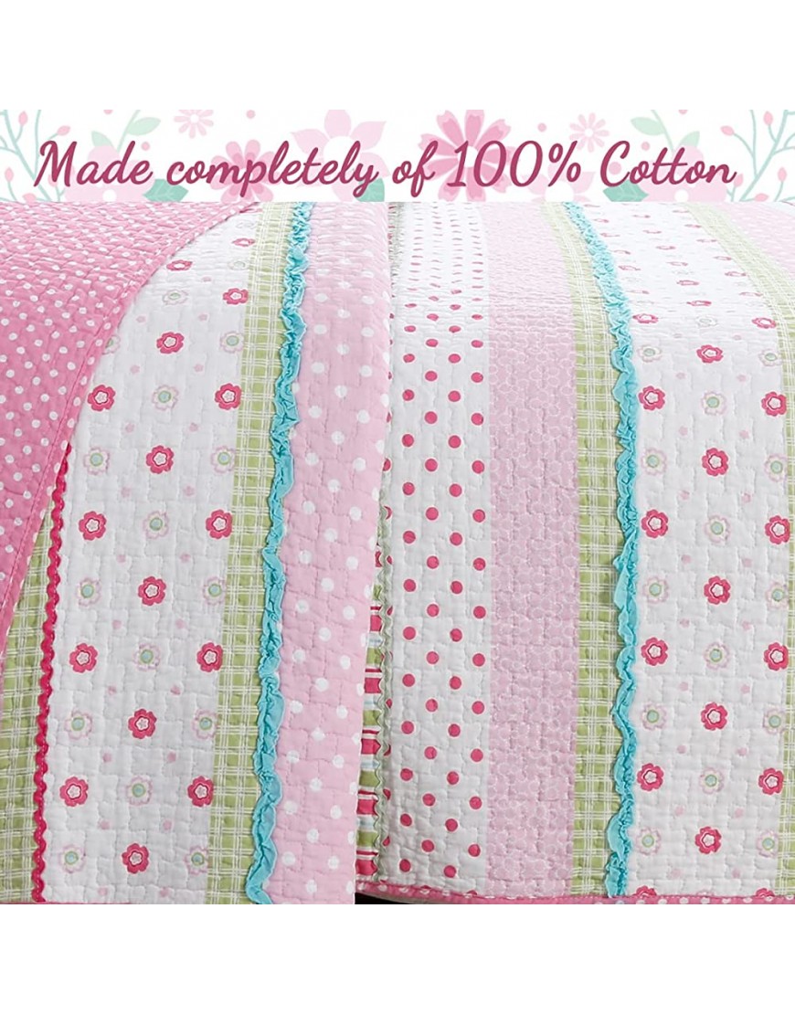Cozy Line Home Fashions Soft Cotton Bright Greta Pastel Design Girls Bedding Quilt Set Queen 3 Piece: 1 Quilt + 2 Standard Shams - BK0ME8OG4