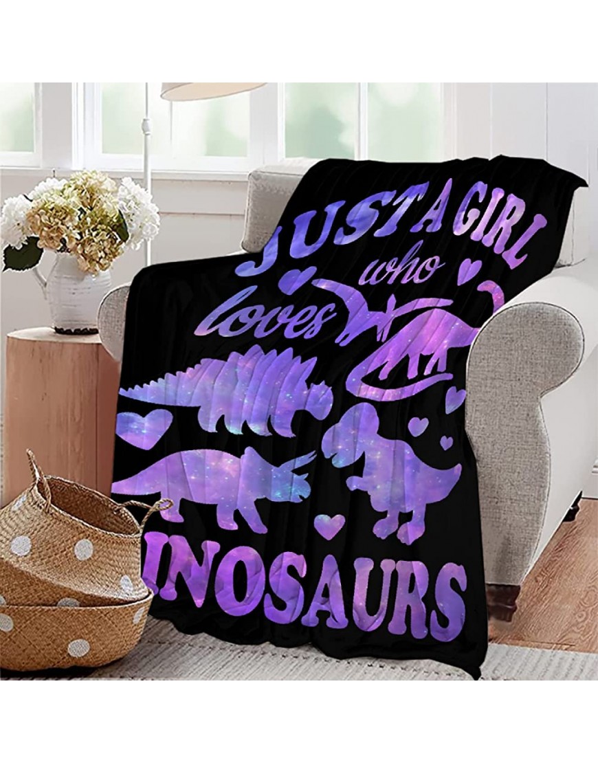 Dinosaur Blanket Gift for Women Kid Plush Just A Girl Who Loves Dinosaurs Soft Throw Dino Comfy Sheet Jurassic Animal Lovers Fans Gifts Lightweight Flannel Blankets for Couch Chair-50 x40 for Child - BRL1YBVIE