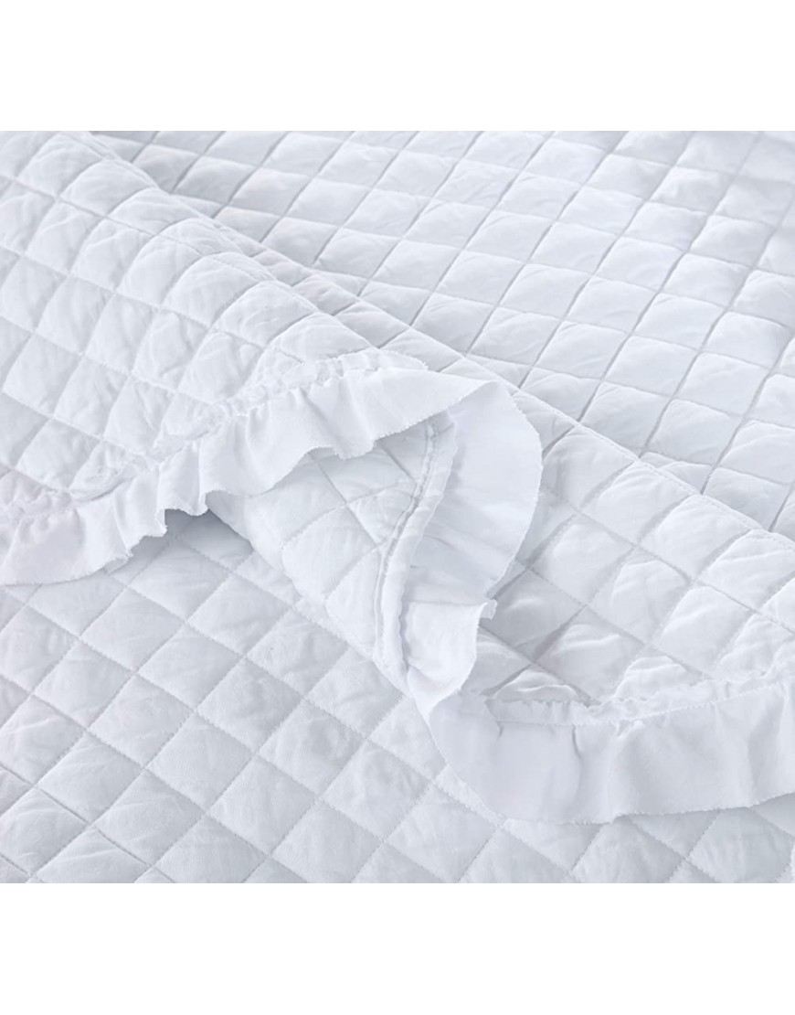 Figuran Quilt Set 3 Pieces Full Queen Size Diamond Stitched Pattern Bedspread Soft Bedding Microfiber Lightweight Coverlet for All Season with 1 Quilt & 2 Shams 88x88 inches White - B2MI3FOFY