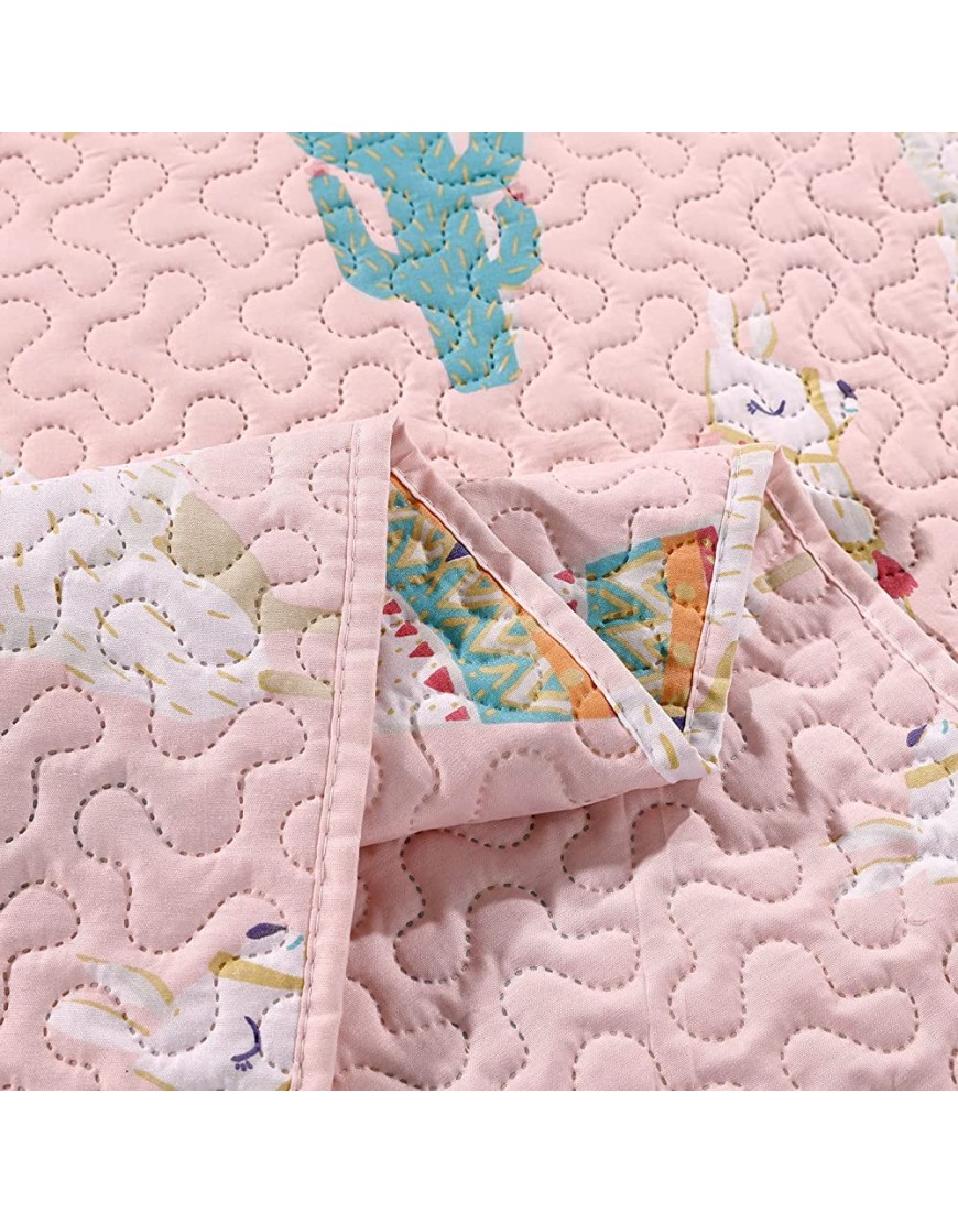 Kids Girls Alpaca Cactus Quilts Full Queen Size Llama Bedding Lightweight Animal Cartoon Bedspread Coverlets All Season Pink Bed Sheet Blanket with Pillowshams - B0IL8NHXM