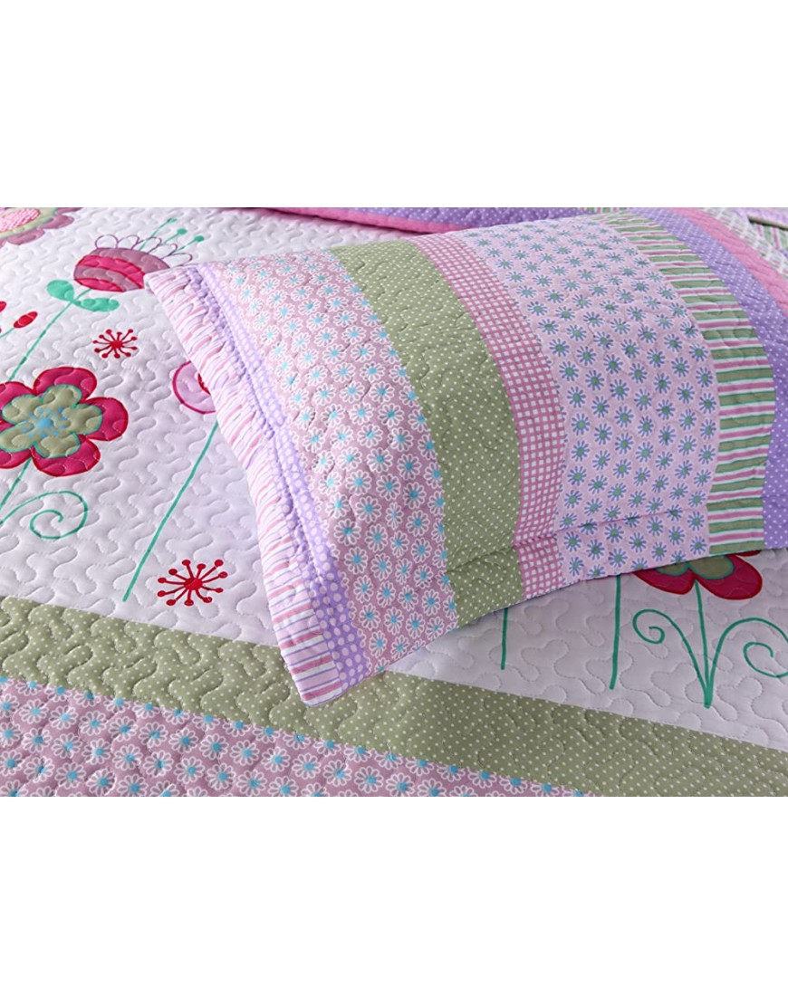 MarCielo 2 Piece Kids Bedspread Quilts Set Throw Blanket for Teens Girls Bed Printed Bedding Coverlet Twin Size Purple Floral Striped Twin - BNY8A71JG