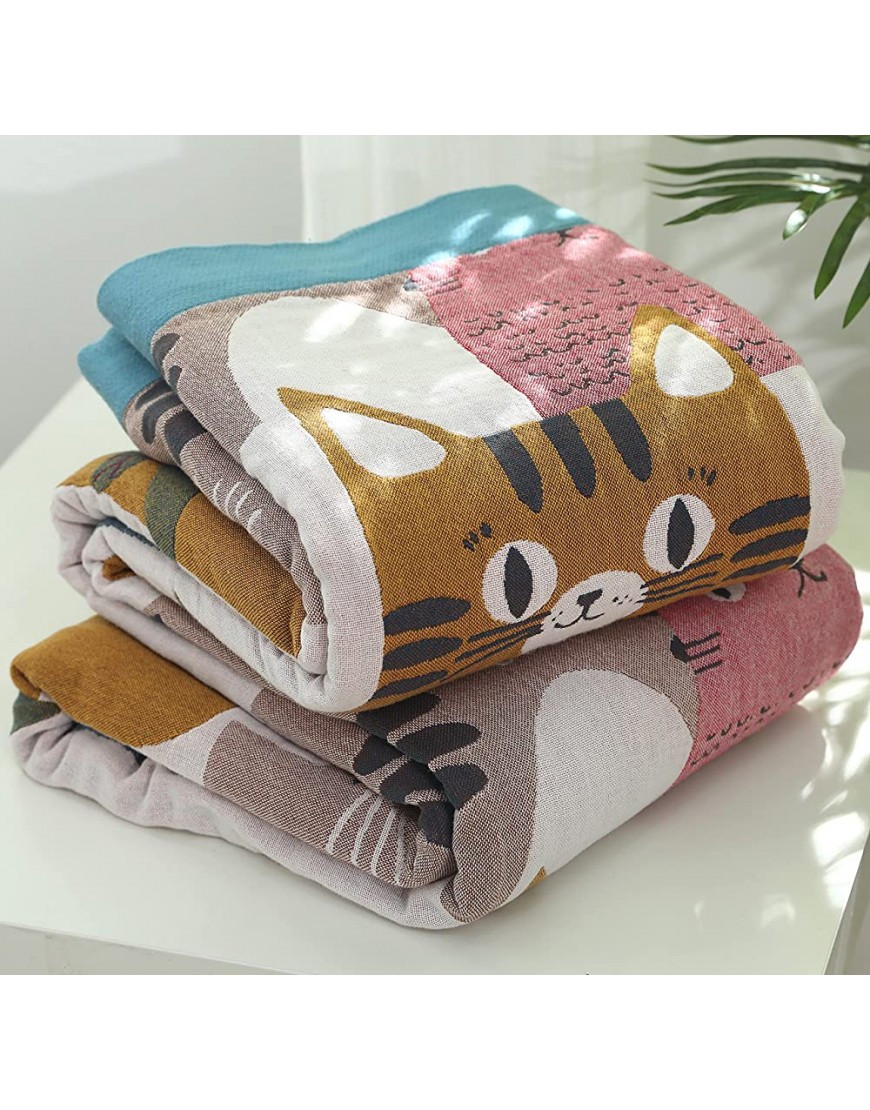 MEJU Cats Kitty Cute Reversible Kids Girls Boys Bed Blanket Jacquard Cotton Quilt Throw Blanket for Bed Couch & Sofa Lightweight & Breathable Vintage Summer Bedding Coverlet Cat Twin 59 X 78 - BY507MTN2