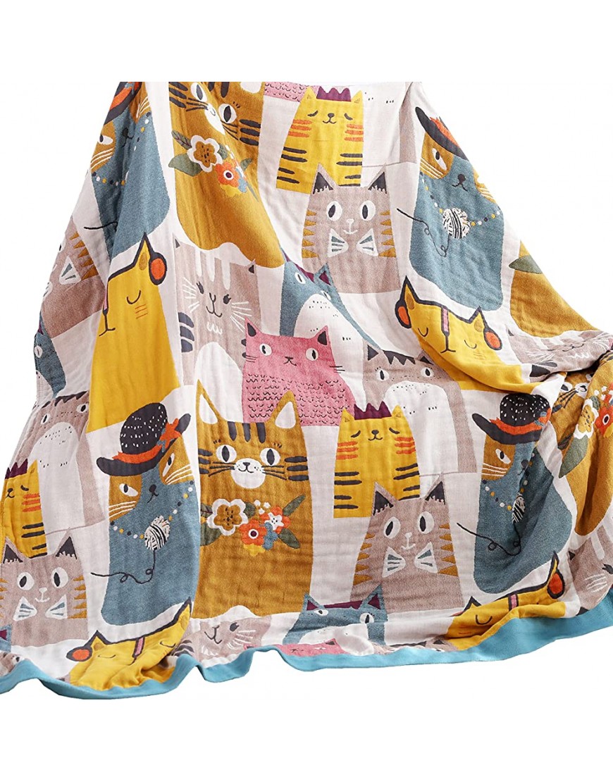 MEJU Cats Kitty Cute Reversible Kids Girls Boys Bed Blanket Jacquard Cotton Quilt Throw Blanket for Bed Couch & Sofa Lightweight & Breathable Vintage Summer Bedding Coverlet Cat Twin 59" X 78" - BY507MTN2