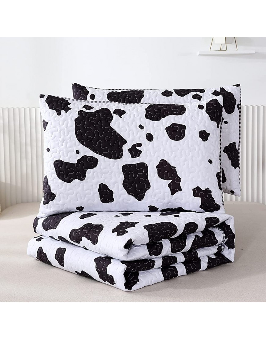 PERFEMET Black and White Cow Print Quilt Set King Size Bedding Set Reversible Bedroom Decorations for Kids and Teens Bedspread SetKing,1 Quilt + 2 Pillow Cases - BLVPJCGVE