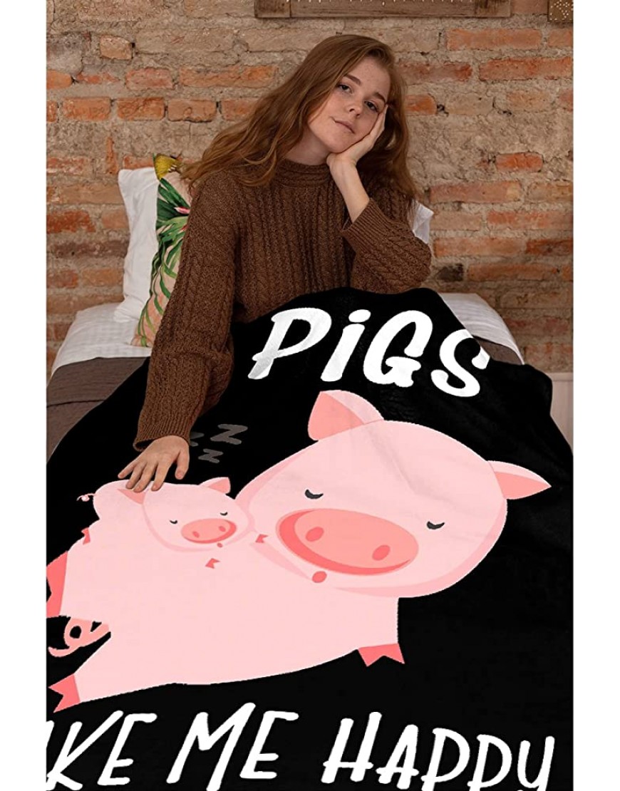 Pigs Make Me Happy Blanket Throw Flannel Fleece Kawaii Piggy Blanket Perfect for Pig Lover Lightweight Soft Animal Blanket Suit for Bed Couch Travel Gift 50x40 S for Kids - BFBDEX8CV