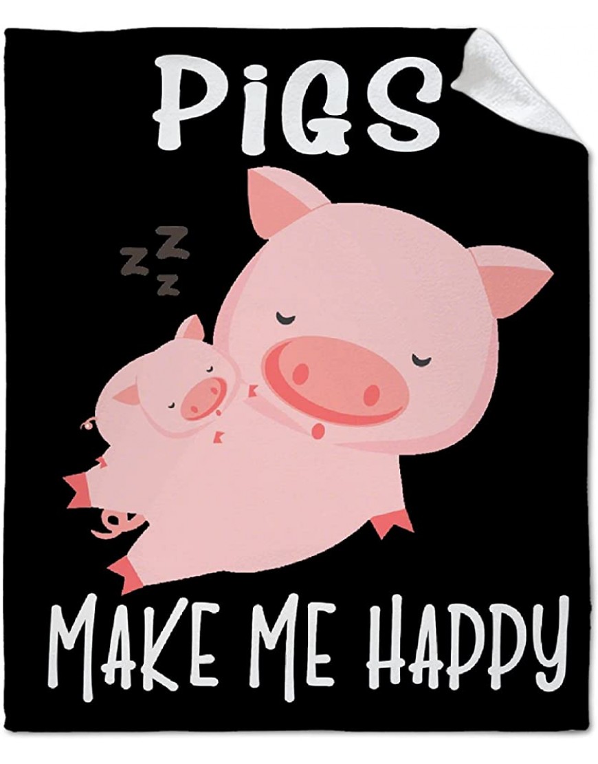 Pigs Make Me Happy Blanket Throw Flannel Fleece Kawaii Piggy Blanket Perfect for Pig Lover Lightweight Soft Animal Blanket Suit for Bed Couch Travel Gift 50x40 S for Kids - BFBDEX8CV