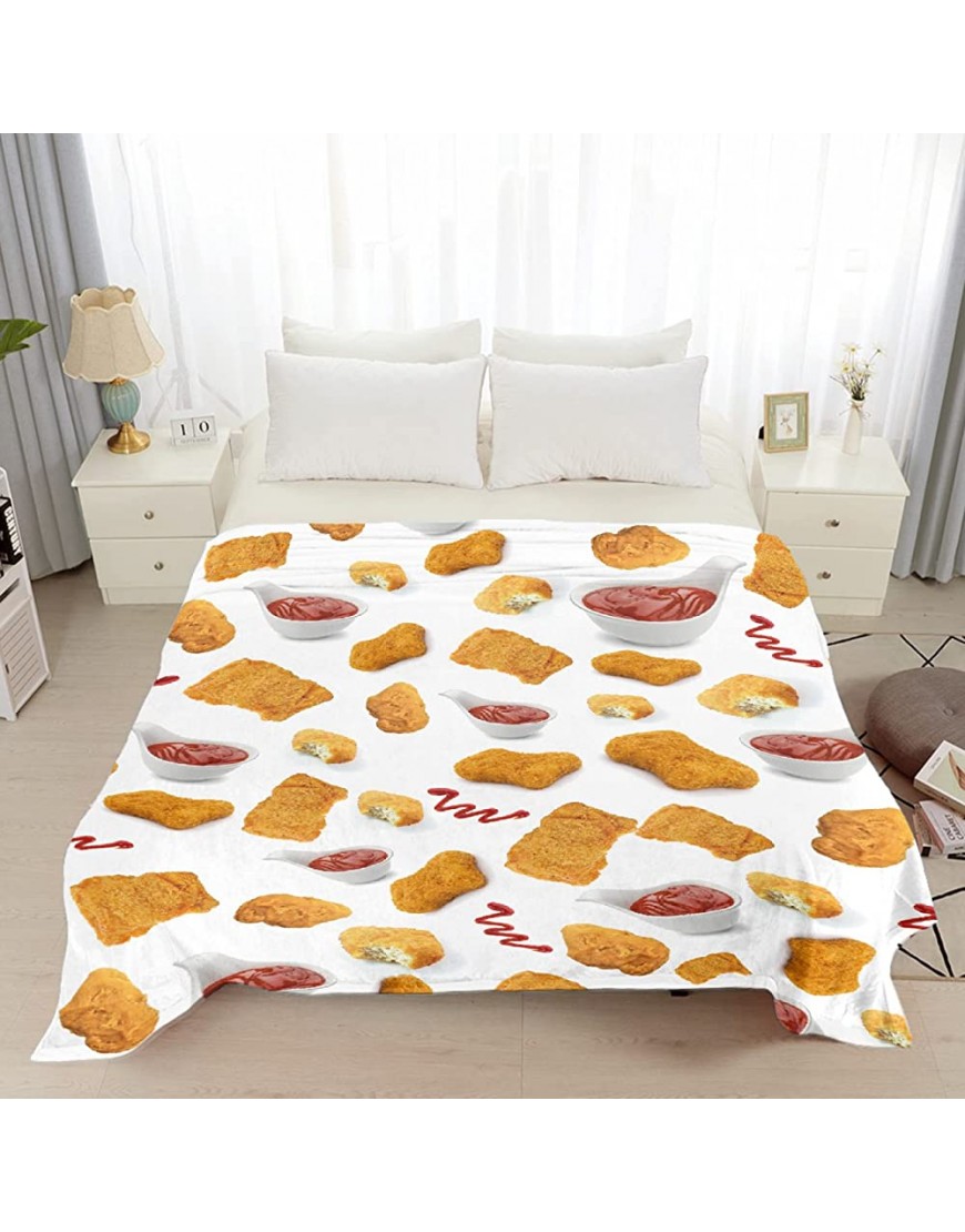 Soft Chicken Nugget Blanket Lightweight Plush Flannel Food Blankets Throws Chicken Art Funny Living Room Sofa Couch Bed Decoration 60x50 Medium for Boys Girls - B77793P90