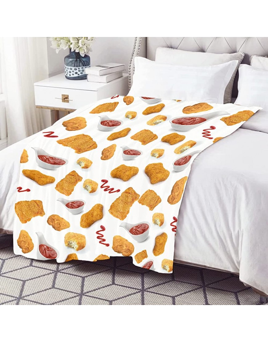 Soft Chicken Nugget Blanket Lightweight Plush Flannel Food Blankets Throws Chicken Art Funny Living Room Sofa Couch Bed Decoration 60x50 Medium for Boys Girls - B77793P90