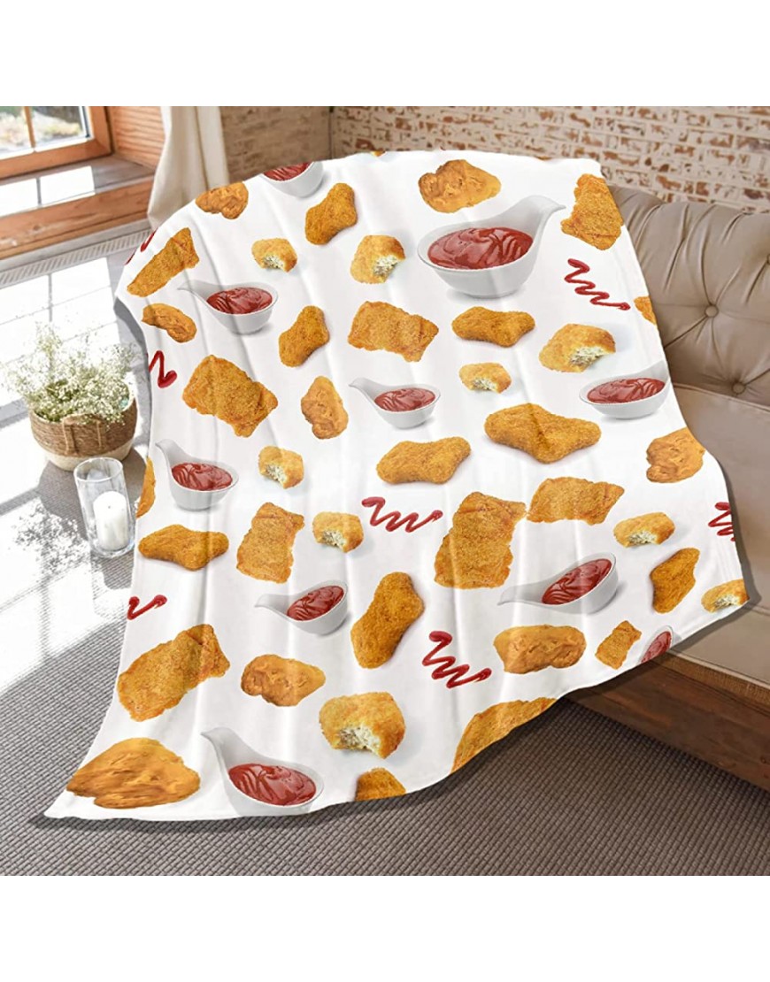 Soft Chicken Nugget Blanket Lightweight Plush Flannel Food Blankets Throws Chicken Art Funny Living Room Sofa Couch Bed Decoration 60"x50" Medium for Boys Girls - B77793P90