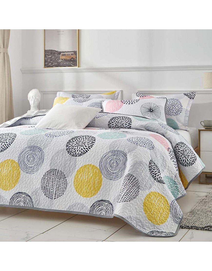 Uozzi Bedding 2 Piece Reversible Kids Quilt Set Twin Size 68x86 Soft Microfiber Lightweight Coverlet Bedspread Summer Comforter Set Bed Cover for All Season Colorful Dots 1 Quilt + 1 Shams - BQOXHA8PT