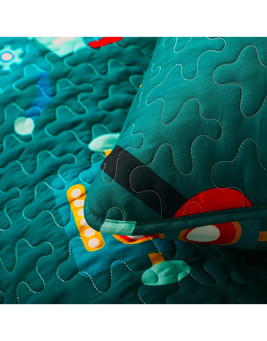 Whale Flotilla Cartoon Kids Quilt Set Twin Size Soft Kids Bedding Set with Cute Robot Patterns Microfiber Lightweight Bedspread Coverlet for Boys and Girls - BBHRH9CQX