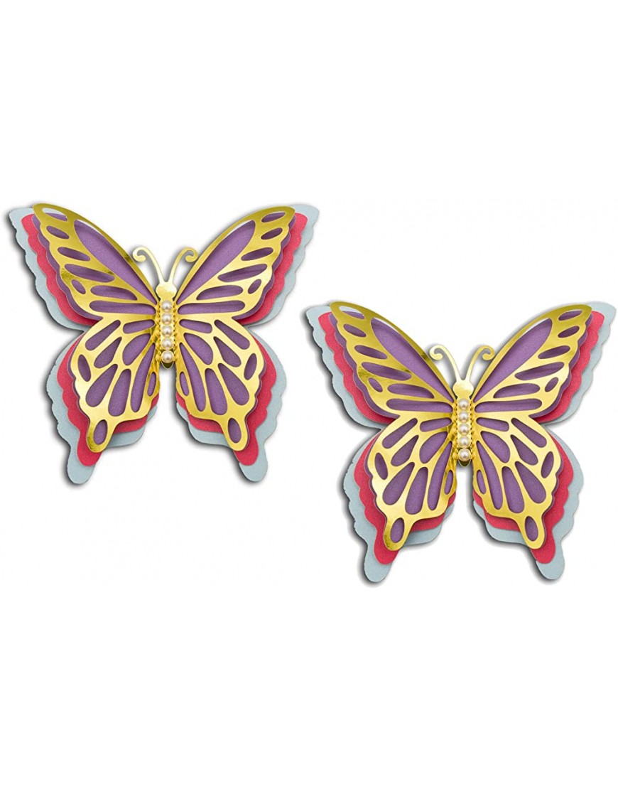 1 Pair Four-Layer Butterfly Wall Stickers Christmas Decor Giant Butterfly Wall Decals DIY Butterfly Home Art Decorations for Birthday Party Wedding Bedroom Purple - B69BX3WVN