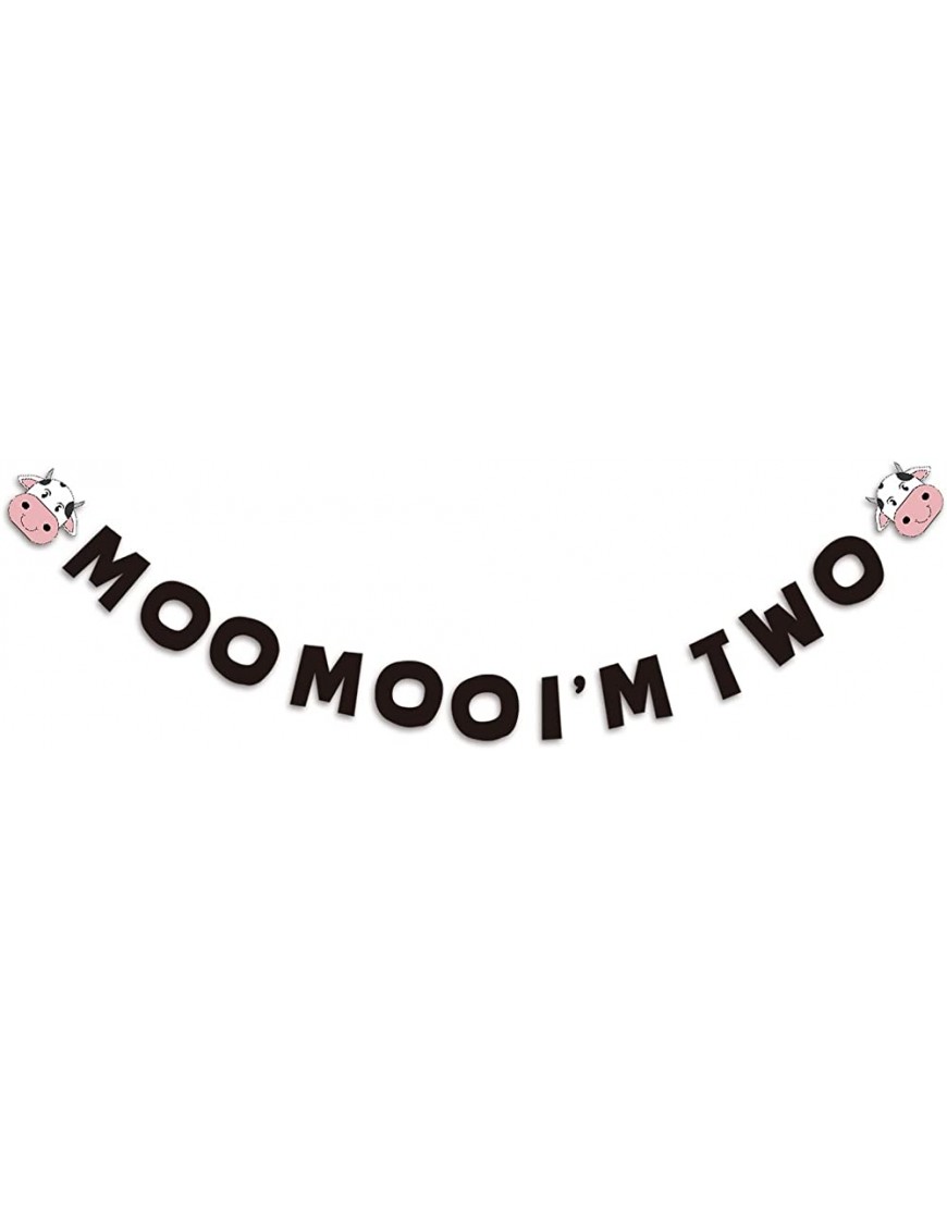 2nd Baby Decor Cute Two Years Old Cow Birthday Banner Cow Themed Bday Party Decor for Baby Aged 2 - BNVYR1CUG