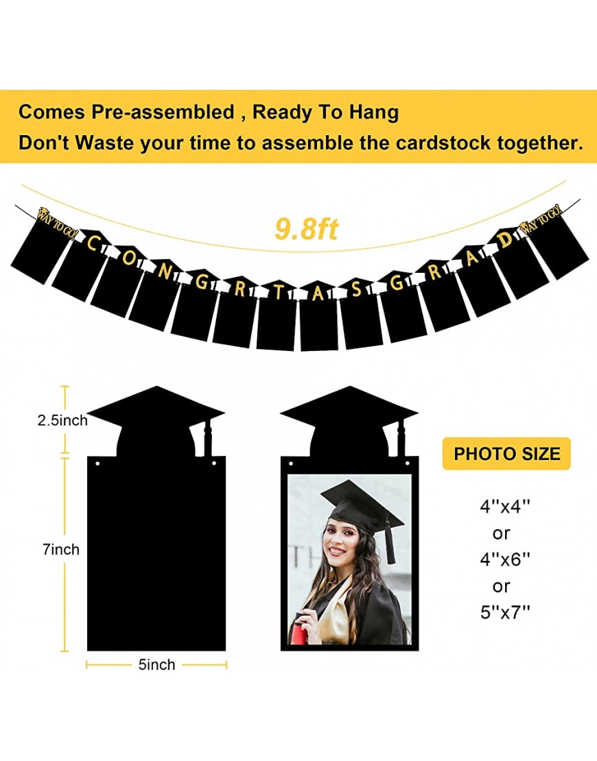 34 PCS Graduation Photo Banner Congrats Grad Photo Banner Graduation Picture Banner Grad Photo Props Decorations Class of 2022 - BO1B2NHY7
