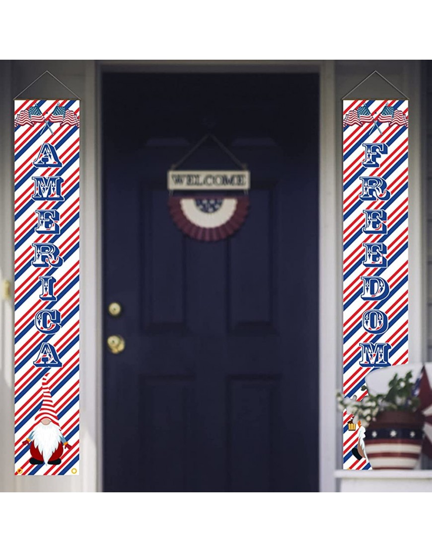 Boddenly 4th of July Patriotic Porch Sign Independence Day Couplet Curtain Pendant Decor Hanging Banner Patriotic Door Decor for Independence Memorial Day Yard Indoor A One Size - B4HQAUVPT