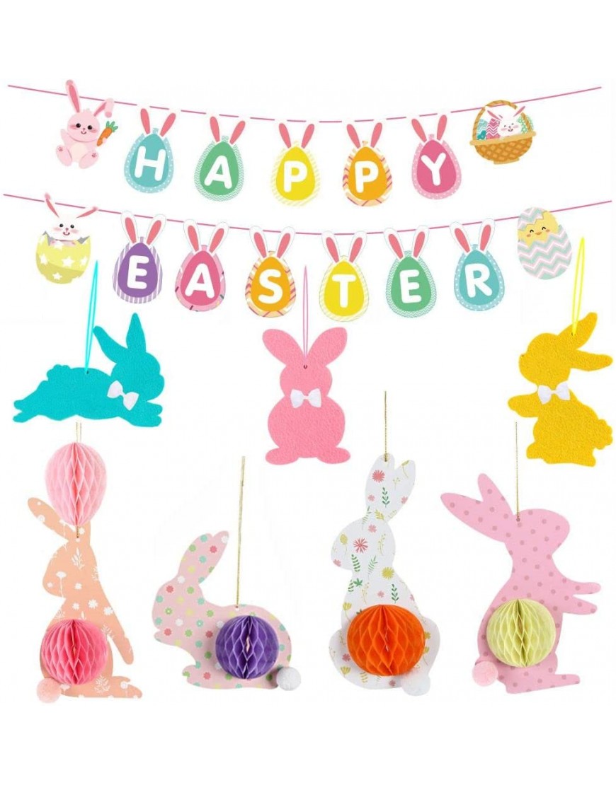 Easter Pendants Party Supplies Easter Eggs Rabbit Paper DIY Bunny Wall Hanging - BM70D364X