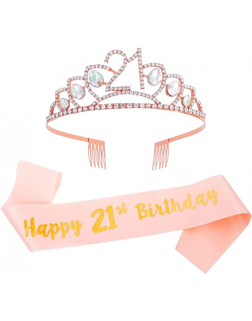 Girls Birthday Decoration Birthday Party Number Decoration Birthday Party Set Rose Gold Happy Birthday Banner Pull Flag 18~30th Birthday Number Crown Strap Event Planner Organizer with E One Size - BUMBOG5D0