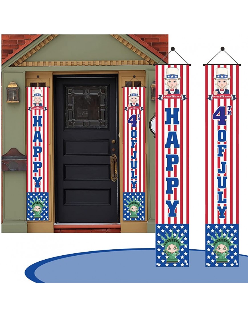 Memorial Day Porch Sign Patriotic 4th of July Banner for Front Door Beacuse of the Hanging Flag Independence Day Memorial Day Holiday Wall Dceor Indoor Outdoor Party Supplie Mini Ball E One Size - BJLX5JNG2