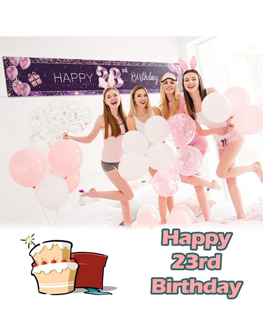 PAKBOOM Happy 23nd Birthday Backdrop Pink Photo Background Banner Cheers to 23 Years Old Decorations Party Supplies - BSDWBB9BD