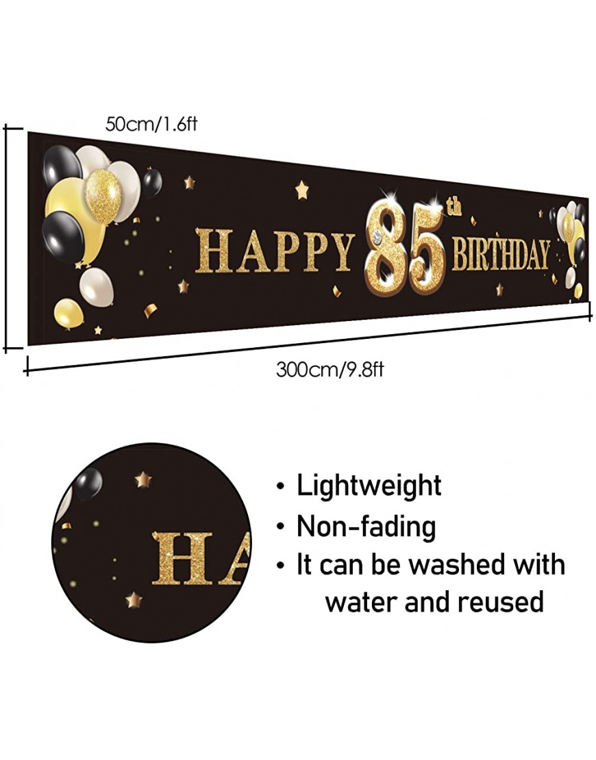 PAKBOOM Happy 85th Birthday Backdrop Black Photo Background Banner Cheers to 85 Years Old Decorations Party Supplies - B9U5COG7G