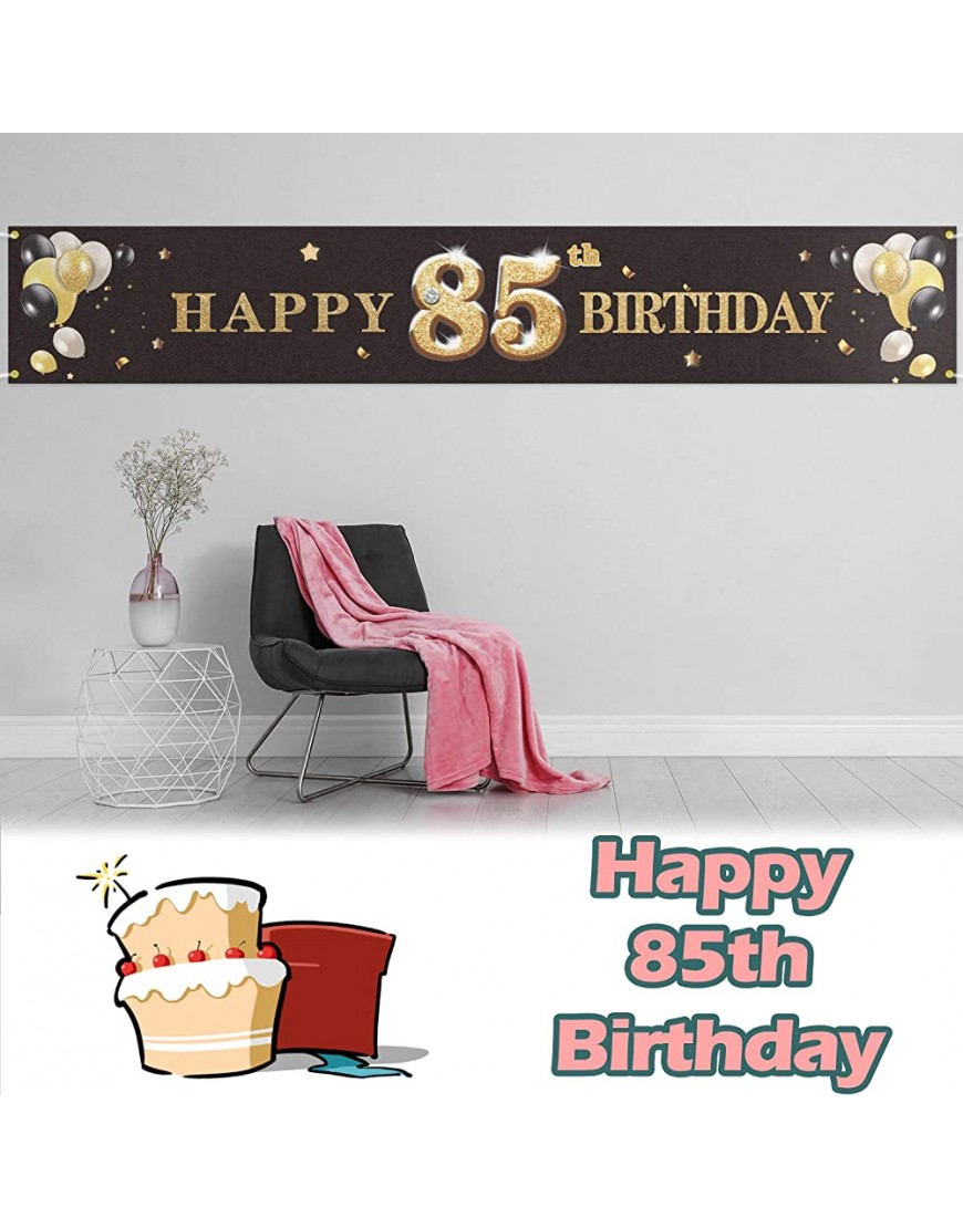 PAKBOOM Happy 85th Birthday Backdrop Black Photo Background Banner Cheers to 85 Years Old Decorations Party Supplies - B9U5COG7G