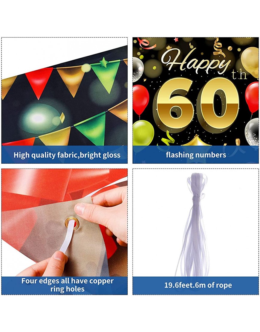 RELEASE SPINNER 60th Happy Birthday Party Decorative Door Cover Banner Large Fabric 60th Birthday Door Banner Sign for 60th Birthday Party Decoration - B85QYE8FK