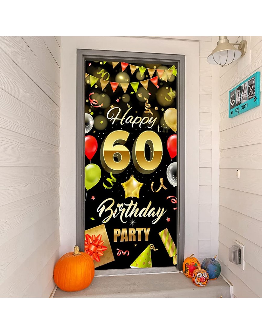 RELEASE SPINNER 60th Happy Birthday Party Decorative Door Cover Banner Large Fabric 60th Birthday Door Banner Sign for 60th Birthday Party Decoration - B85QYE8FK