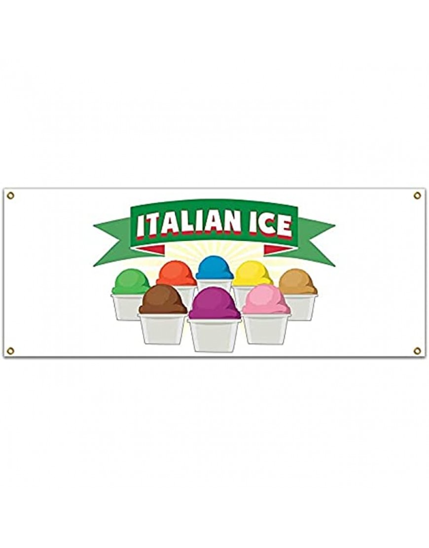 SignMission Italian Ice 48" Banner Concession Stand Food Truck Single Sided Size: 18" X 48" - BRPMJWAR0