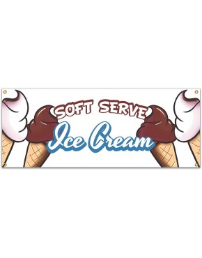 SignMission Soft Serve Ice Cream 48" Banner Concession Stand Food Truck Single Sided Size: 18" X 48" - BT86M5TK4