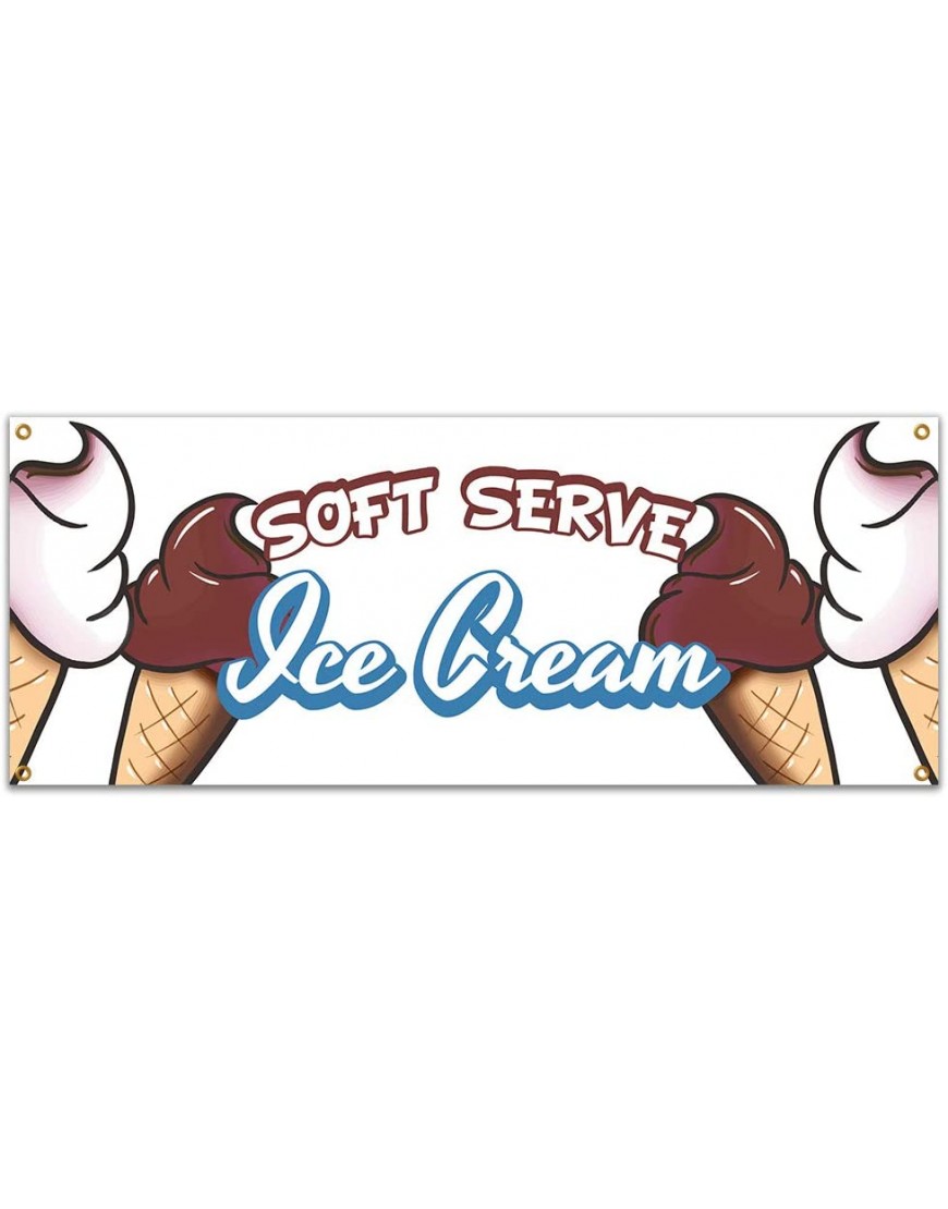 SignMission Soft Serve Ice Cream 48" Banner Concession Stand Food Truck Single Sided Size: 18" X 48" - BT86M5TK4