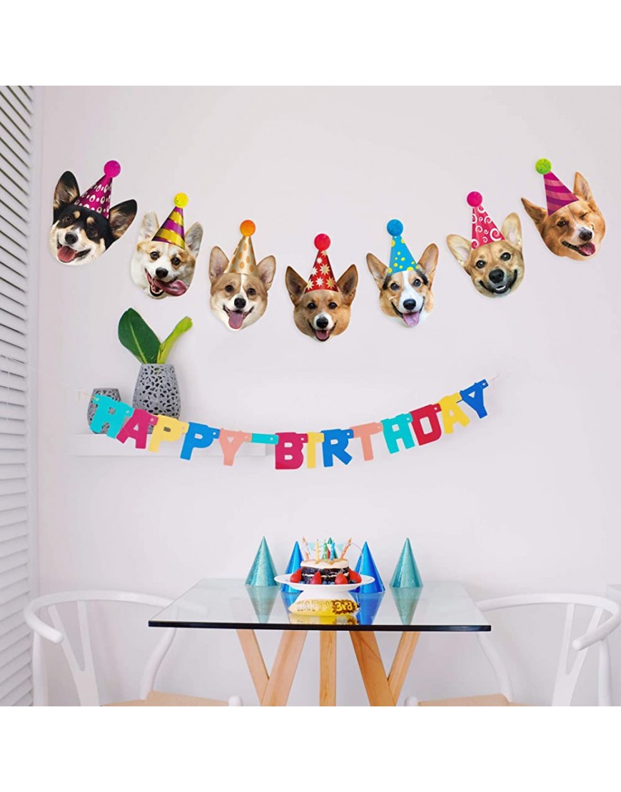 Silvima Dogs Birthday Garland Funny Corgi Face Portrait Birthday Banner Dog Bday Bunting Decoration - B61VMVPQ4