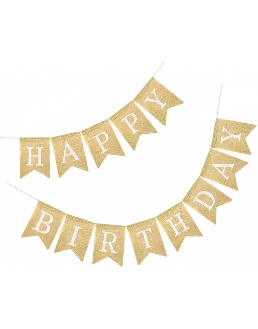 YARNOW Birthday Bunting Linen Banner Decorative Happy Birthday Burlap Garland for Birthday Party Supplies Swallowtail Dovetail Linen Bunting - BFNOW9YIE