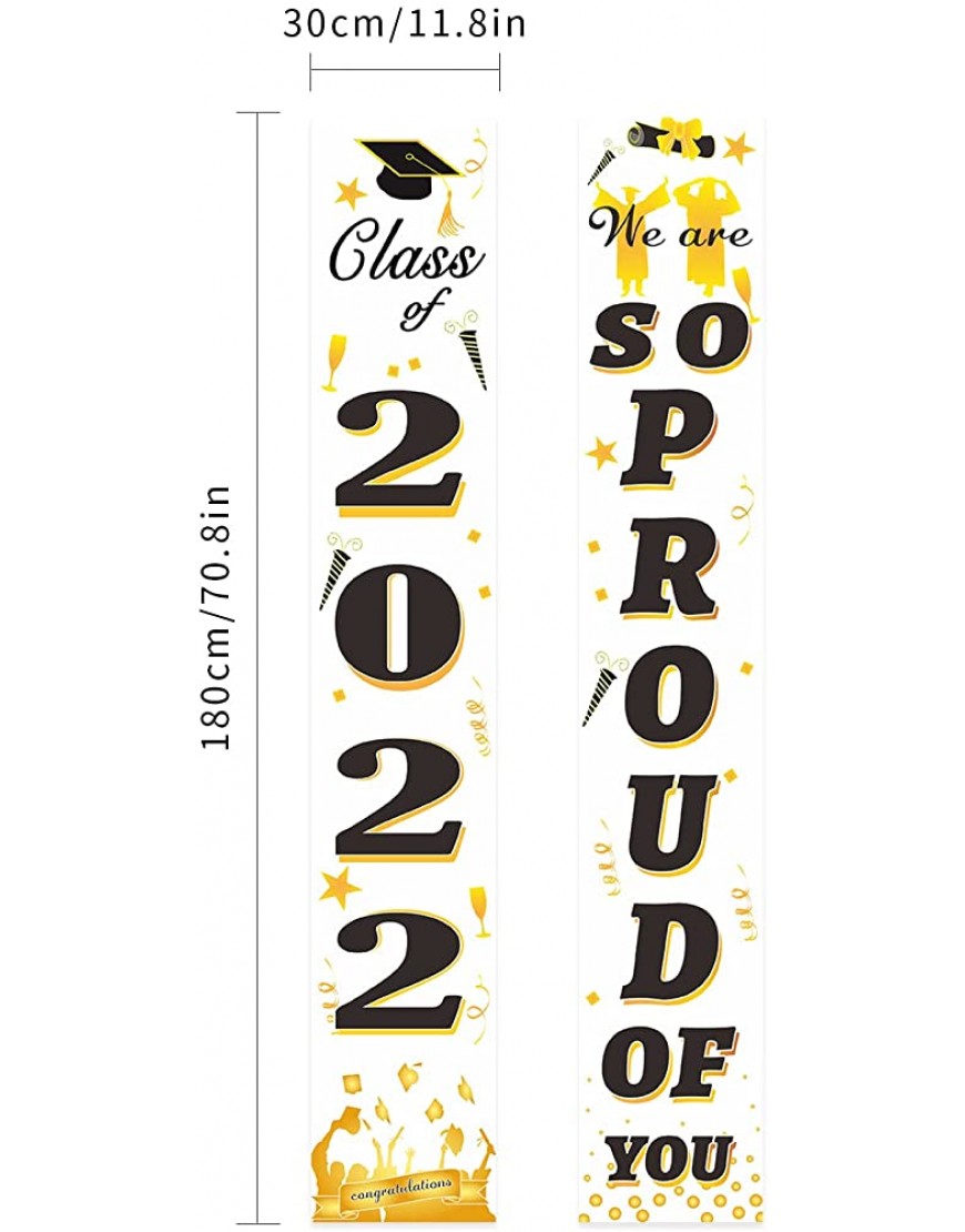 Zhuhuaph Graduation Banner 2022 Class of 2022 Congratulations&We Are So Proud of You White Graduation Decorations Banners for Porch Outdoor Indoor Grad Decor Party Supplies - B66NO0PTM